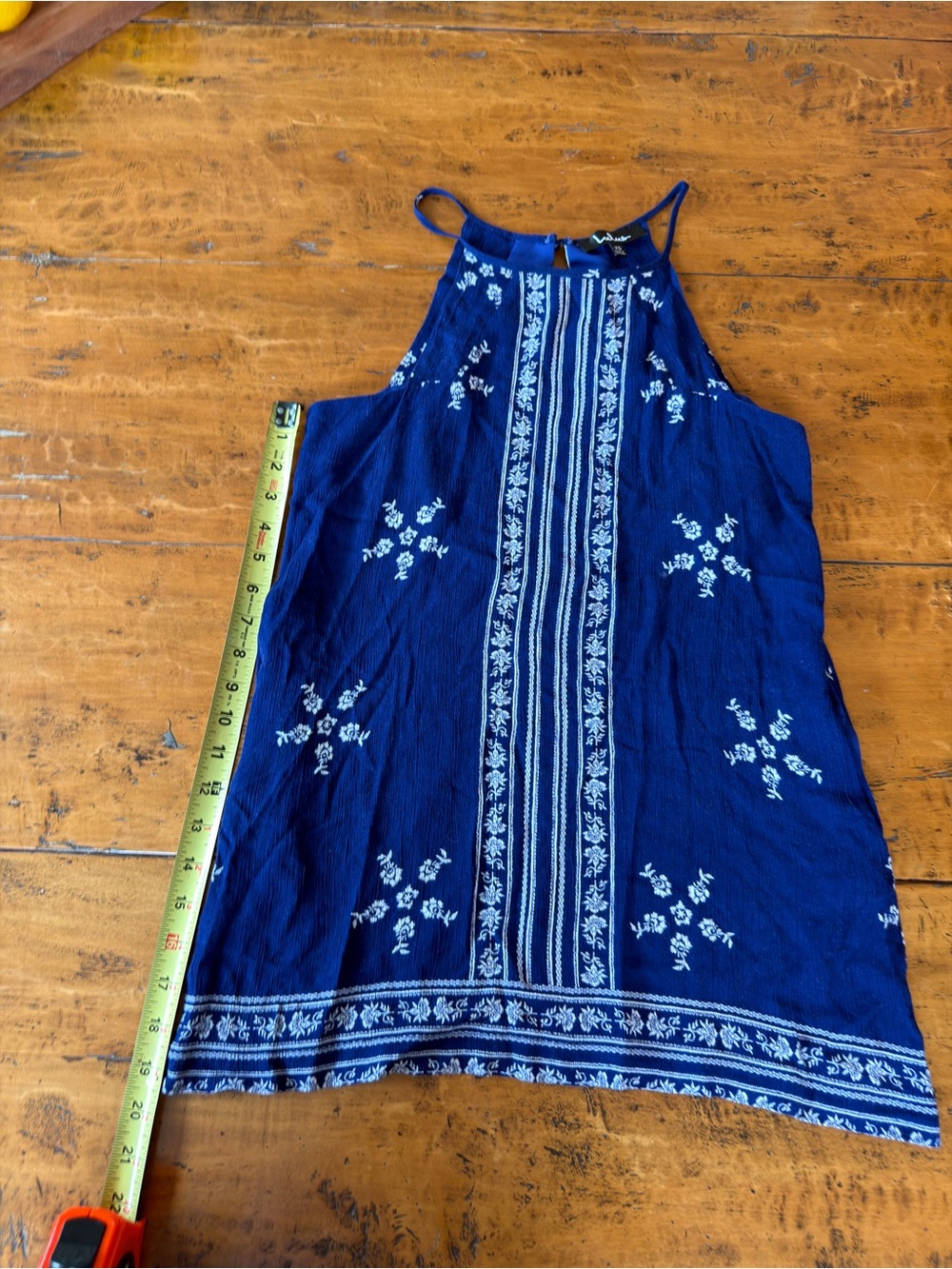 Lulu's Navy Blue Embroidered Halter Camisole